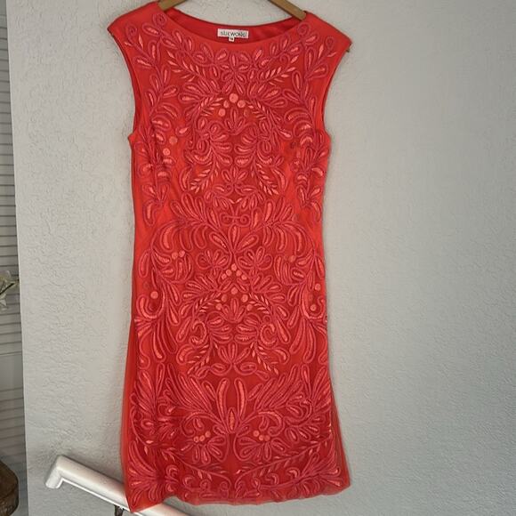 Sue Wong Bateau Ribbon Embroidered Cocktail Dress Style C3535 Preppy Wedding - Picture 2 of 7